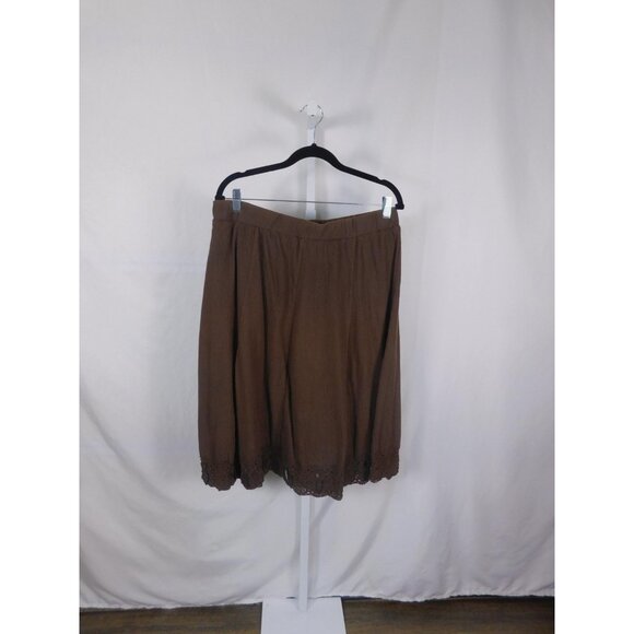 Requirements Skirt Womens Large Brown Lined Crochet Lace Hem Boho Peasant A-Line - Picture 1 of 12